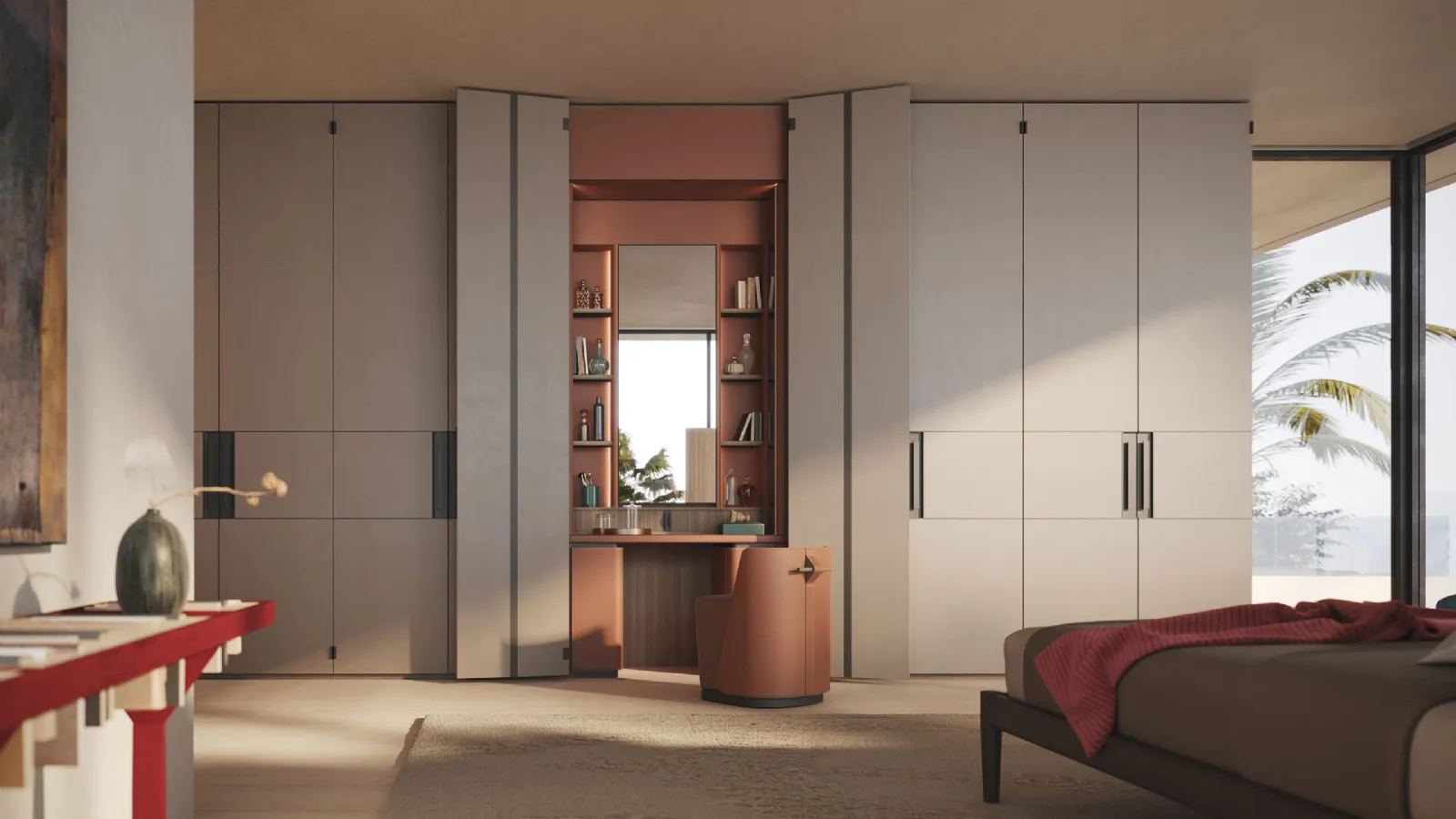 Eureka leather wardrobe with hinged door by Lema