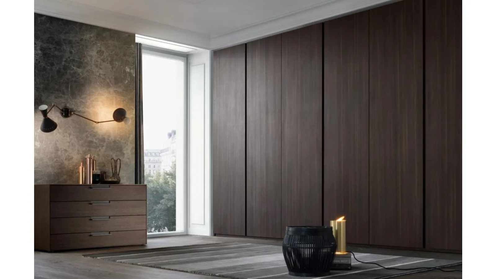 Groove Wardrobe in Thermally Treated Oak by Giellesse