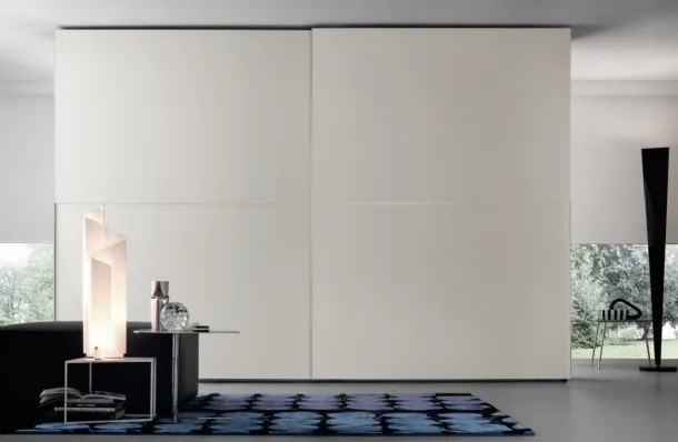 Wardrobe with sliding doors Heron lacquered in matte white by Giellesse