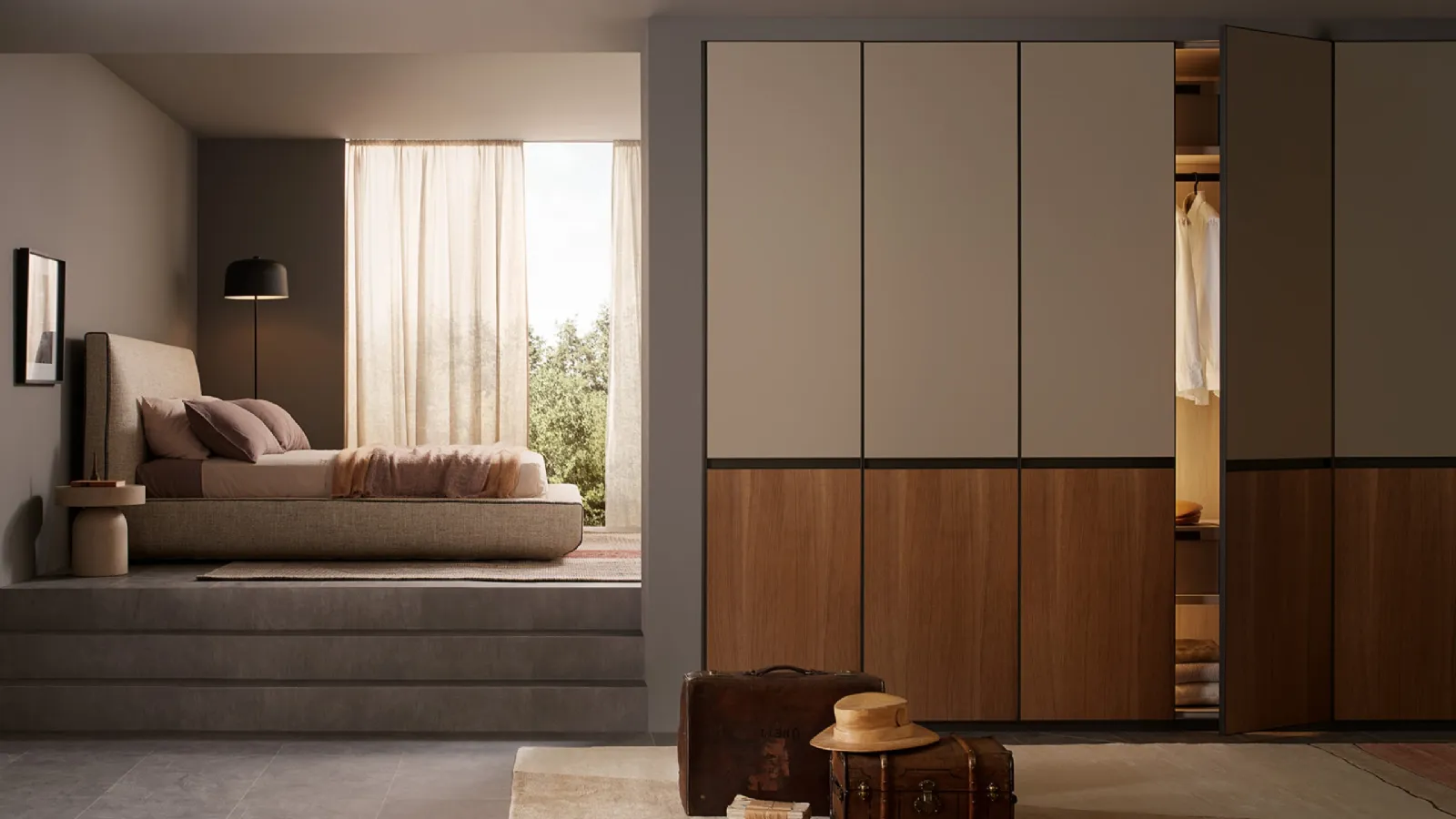 Lena wardrobe with hinged doors in lacquered finish and Lema essence