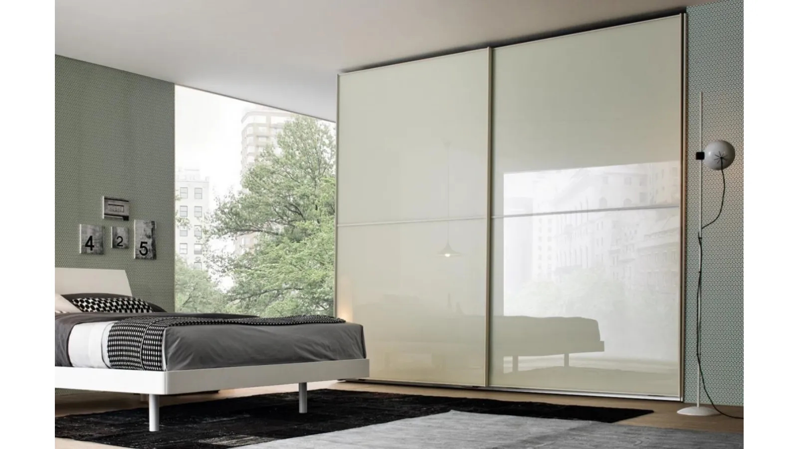 Wardrobe with sliding doors Nevada glossy lacquered by Giellesse