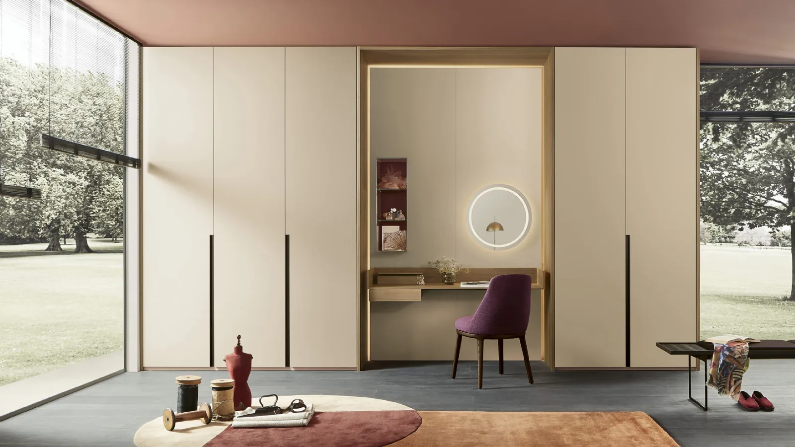 Customizable wardrobe with a hinged door in Lema's Next matte lacquer