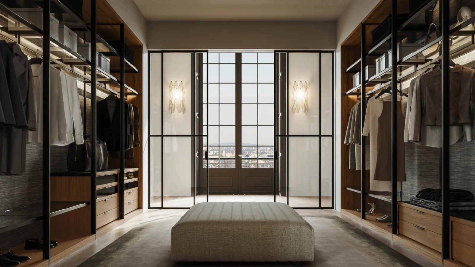 Open Walk-in Closet in Moka Larix Melamine by Lema