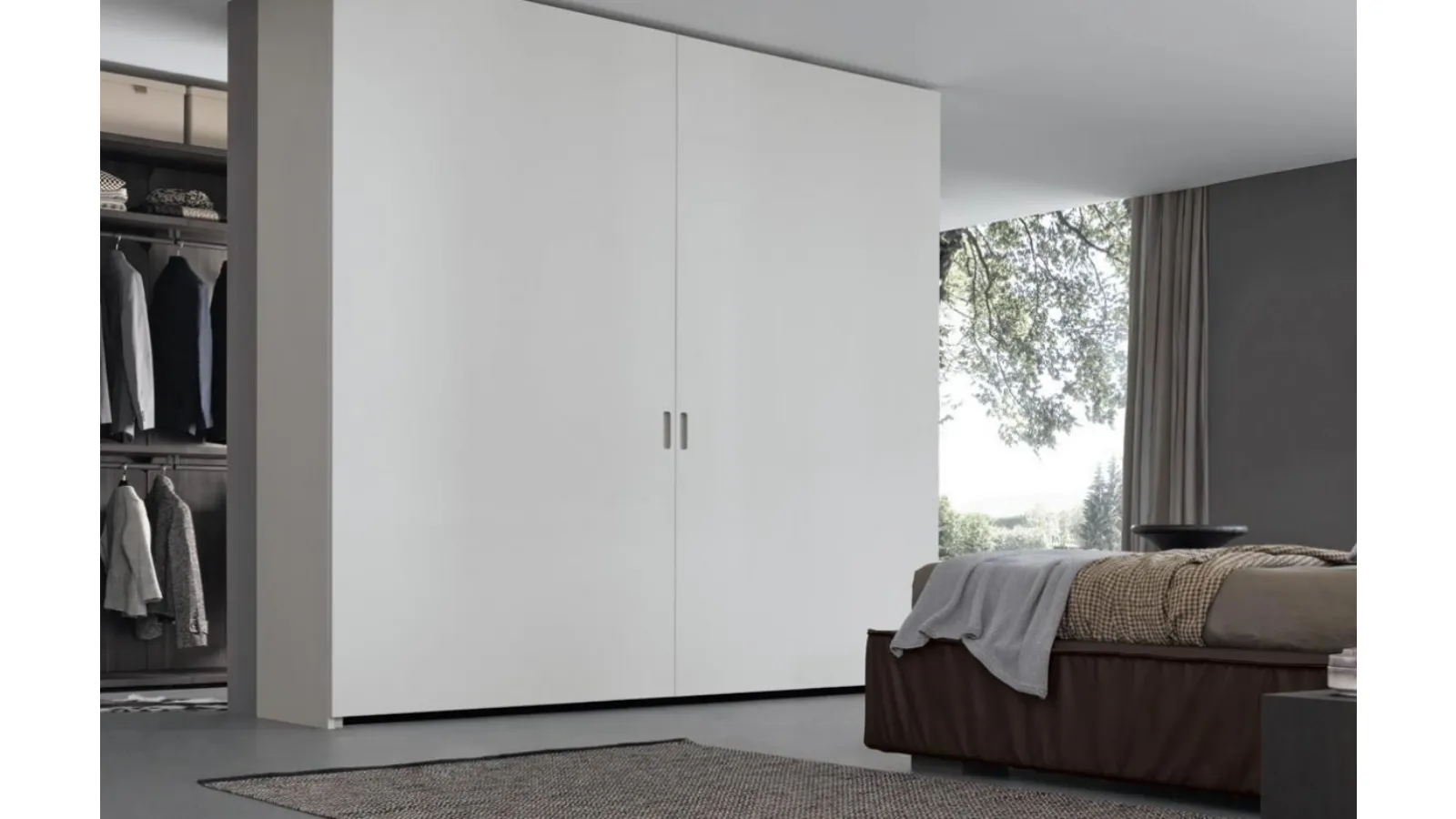 Wardrobe with sliding doors in Pacific White lacquered finish by Giellesse