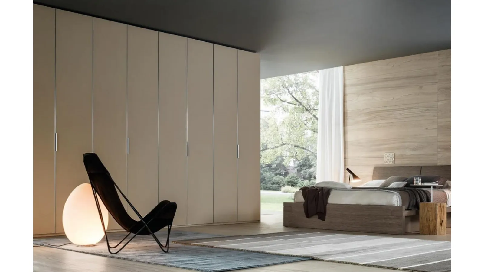 Wardrobe with Pivot hinged doors in matte lacquer by Giellesse