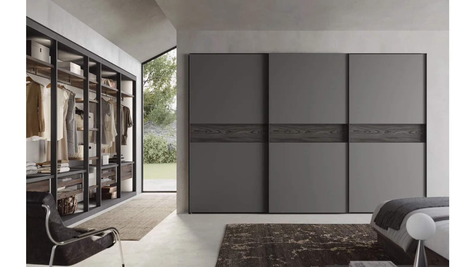 Wardrobe with sliding Strip doors by Fimar